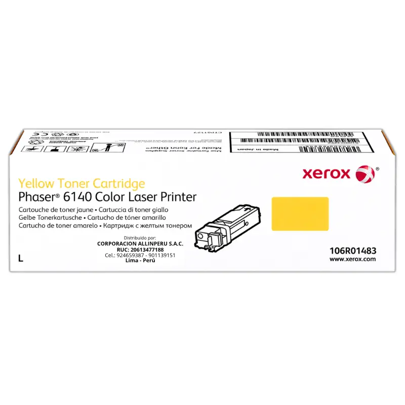 Foto de tóner Xerox 106R01483 amarillo frontal original