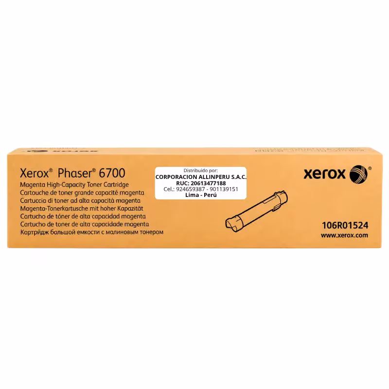 Toner Xerox 106R01524 magenta alta capacidad para Phaser 6700