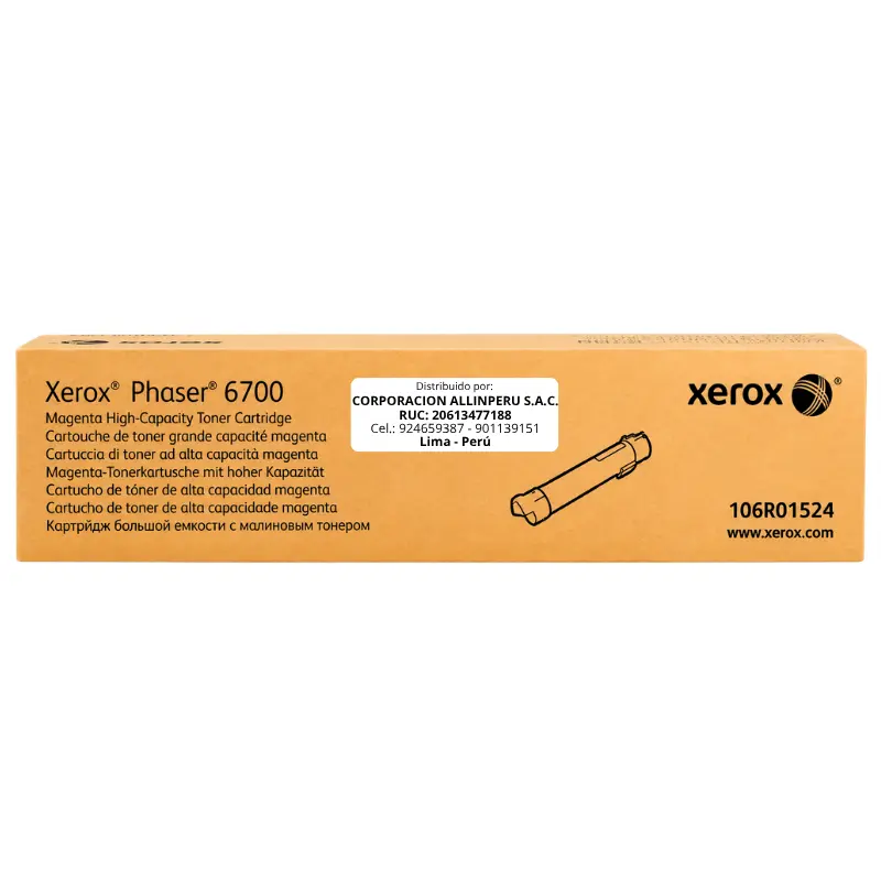 Toner Xerox 106R01524 magenta alta capacidad para Phaser 6700