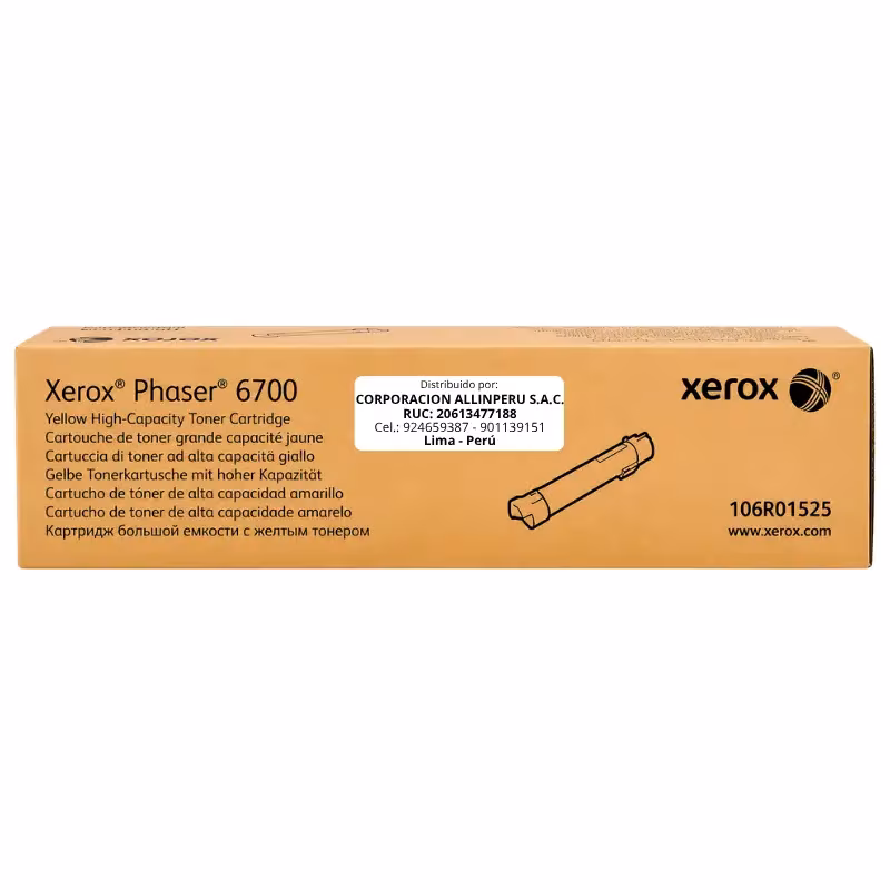Toner Xerox 106R01525 amarillo alta capacidad para Phaser 6700