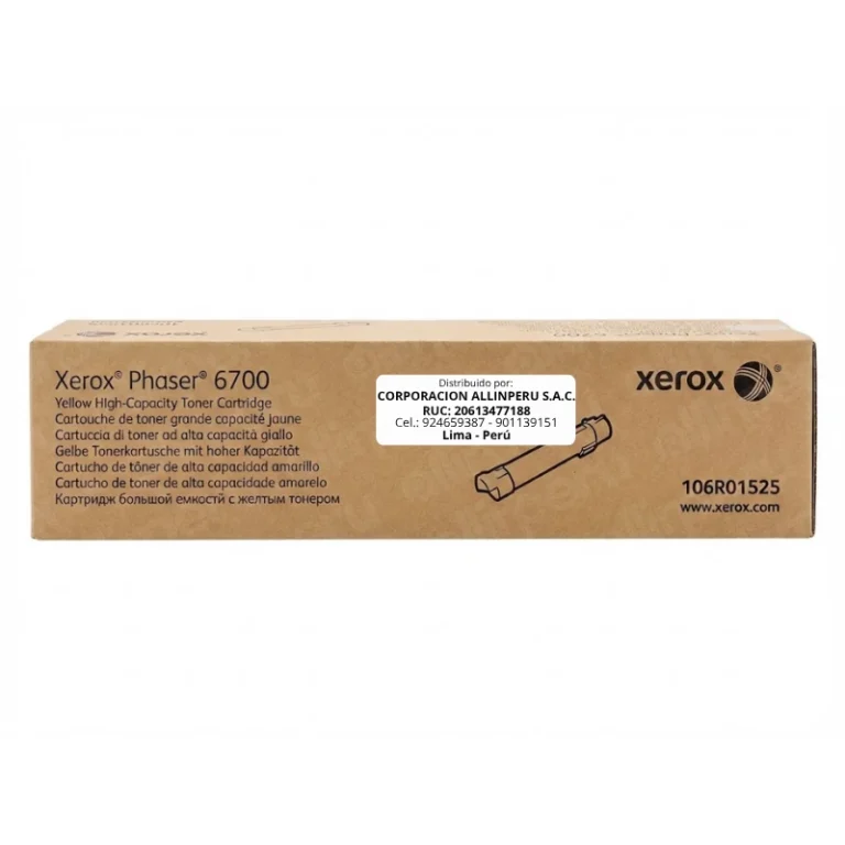 Tóner Xerox 106R01525 Yellow original para Phaser 6700 vista frontal