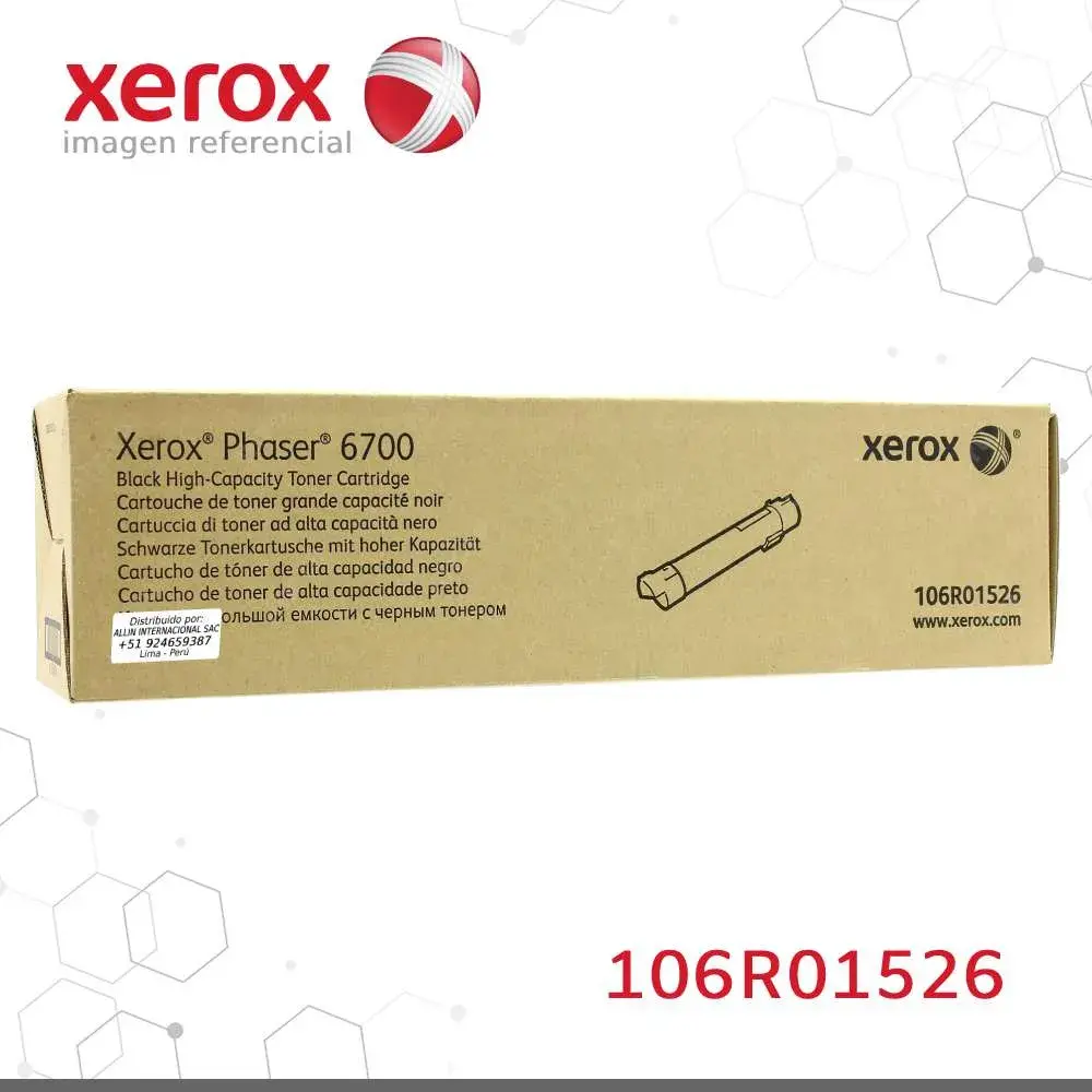 Toner Xerox 106R01526 Negro 12K Phaser 6700 Alta capacidad