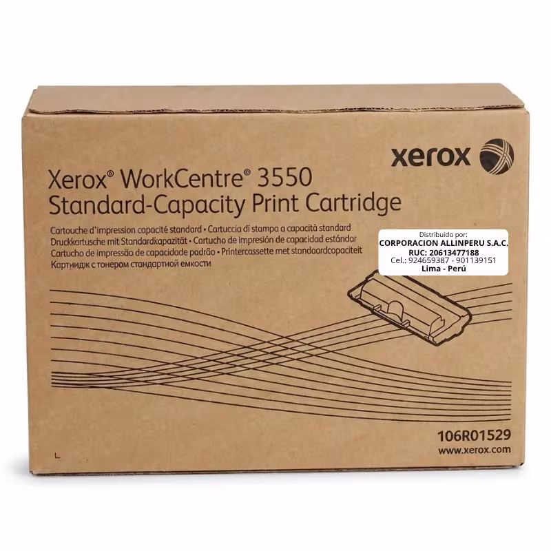 Foto de tóner Xerox 106R01529 negro original sellado vista frontal
