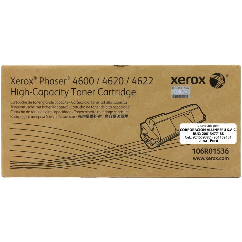 Tóner Xerox 106R01536 negro original sellado, vista frontal