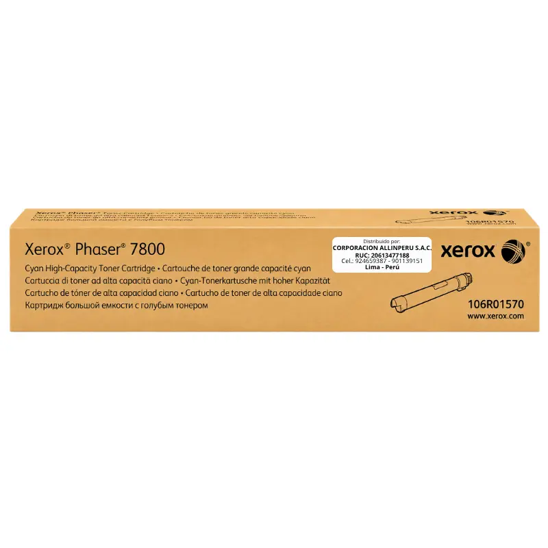 Tóner Xerox 106R01570 cian alta capacidad Phaser 7800