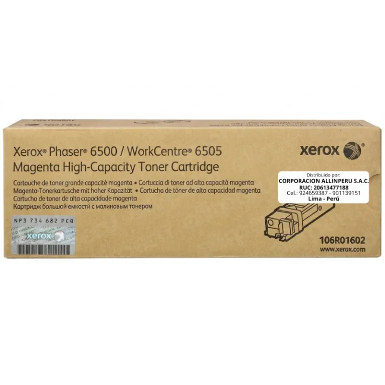Foto de toner Xerox 106R01602 magenta original sellado vista frontal