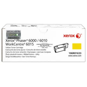 Foto de toner Xerox 106R01633 amarillo original sobre fondo blanco