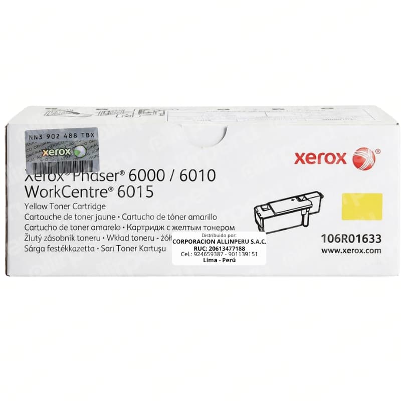 Tóner Xerox 106R01633 Yellow original sellado vista frontal