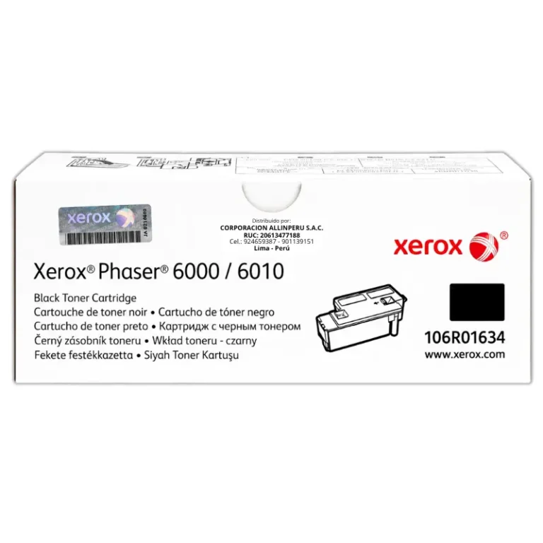 Foto de toner Xerox 106R01634 negro original sobre fondo blanco