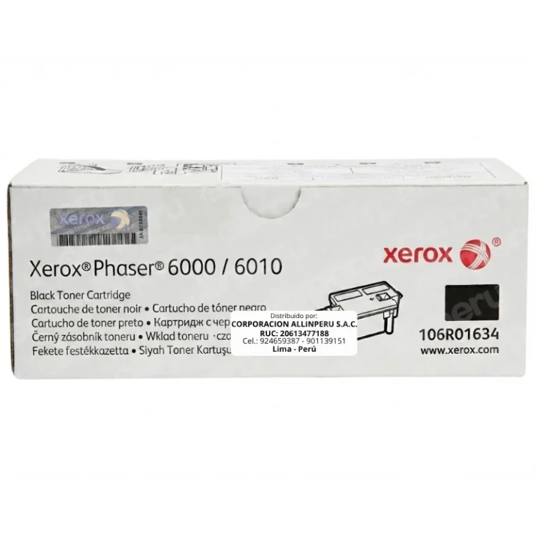 Foto de tóner Xerox 106R01634 negro original sellado vista frontal