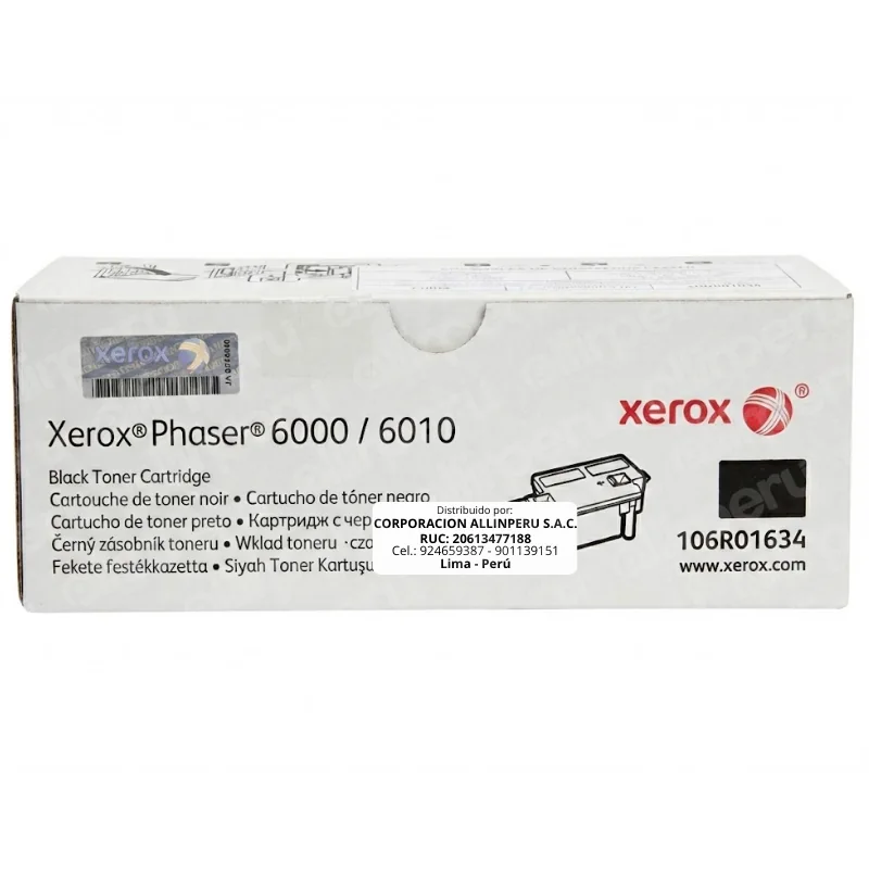 Foto de tóner Xerox 106R01634 negro original sellado vista frontal