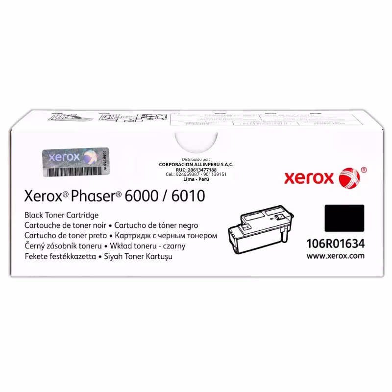 Foto de toner Xerox 106R01634 negro original sobre fondo blanco