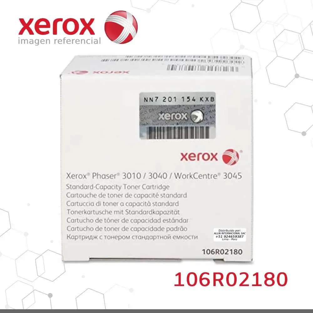 Toner Xerox 106R02180 Negro 1K Phaser 3010, 3040B, WorkCentre 3045B Capacidad estandar