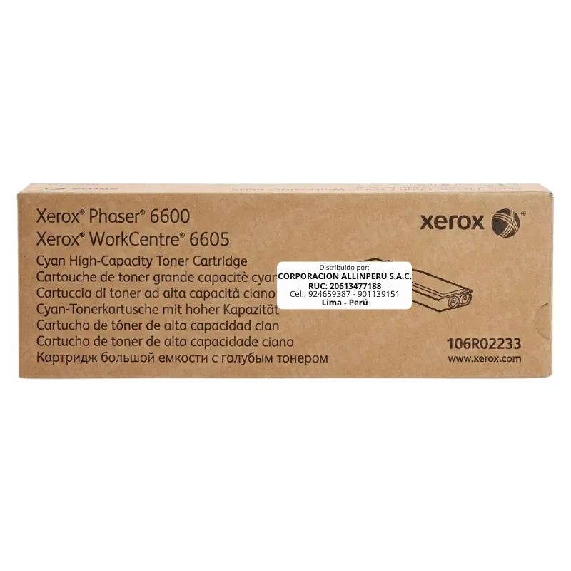 Tóner Xerox 106R02233 Cyan original sellado para impresora Phaser 6600