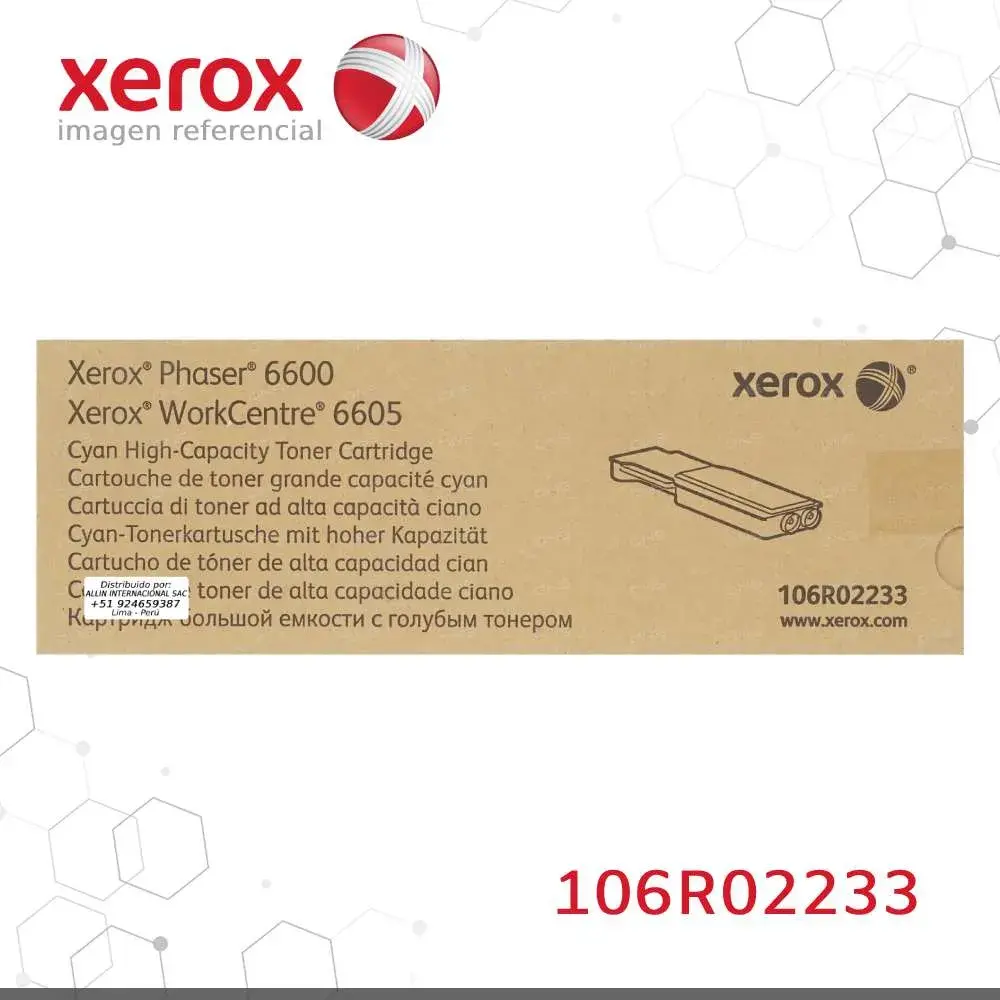 Toner-Xerox-106R02233-para-Phaser-6600-WorkCentre-6605.webp Toner Xerox 106R02233 Cian 6K Phaser 6600, WorkCentre 6605 Alta capacidad - Imagen 1