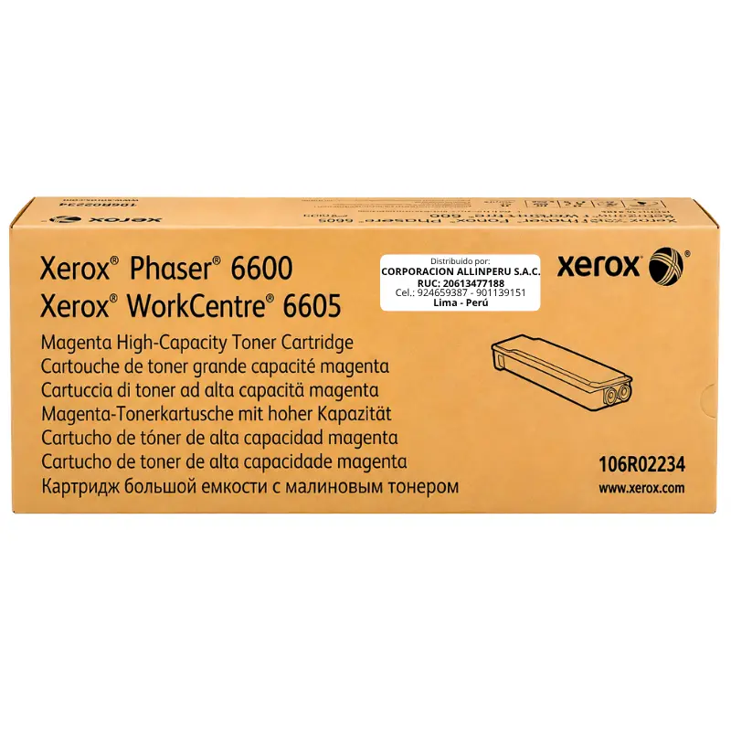 Foto de tóner Xerox 106R02234 magenta alta capacidad frontal