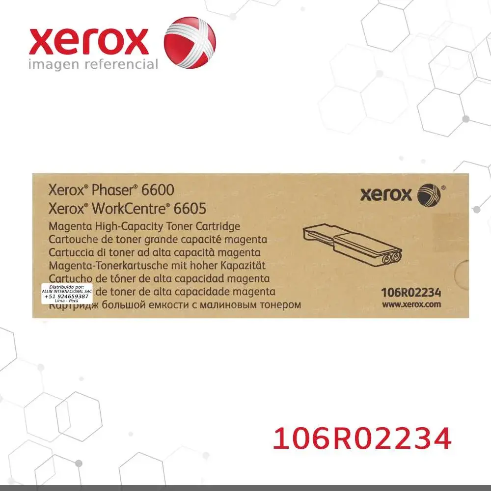 Toner Xerox 106R02234 Magenta 6K Phaser 6600, WorkCentre 6605 Alta capacidad