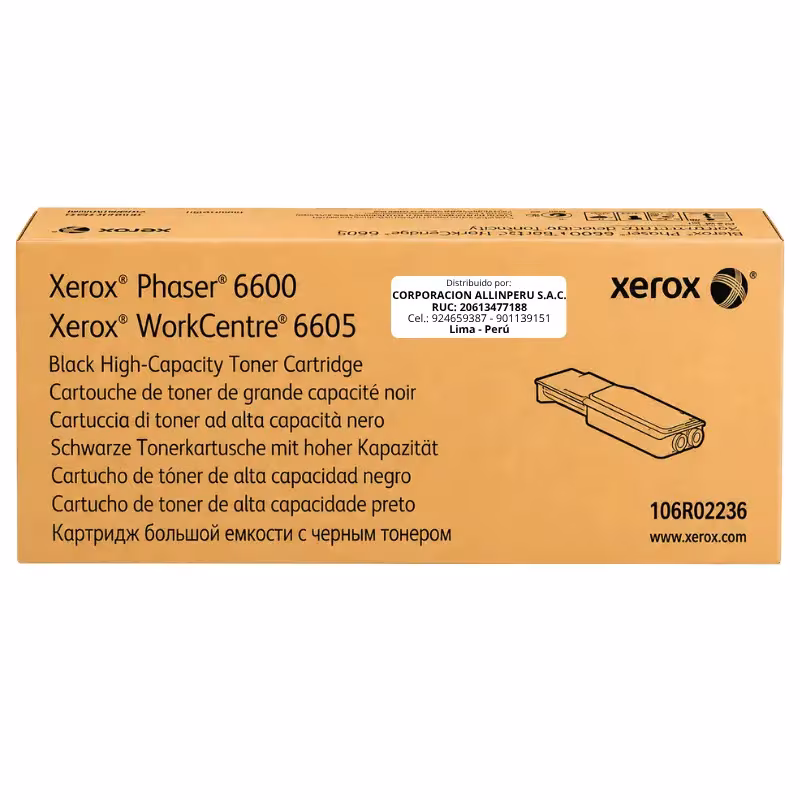 Foto de tóner Xerox 106R02236 negro alta capacidad frontal