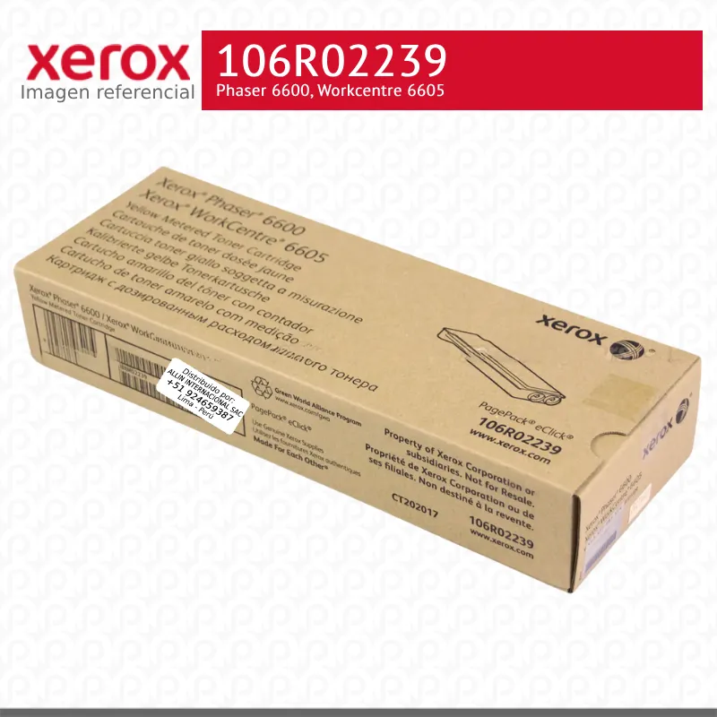 Toner Xerox 106R02239 Amarillo 8K Metered Phaser 6600, Workcentre 6605 Extra Alta capacidad