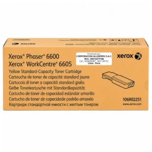 Tóner Xerox 106R02251 amarillo original vista frontal del cartucho