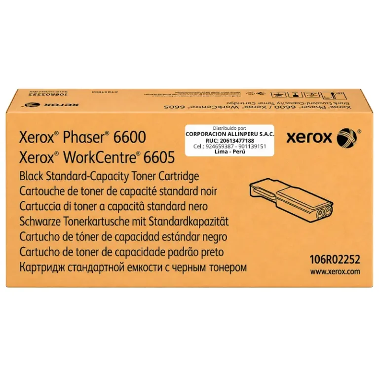 Tóner Xerox 106R02252 negro original vista frontal del cartucho