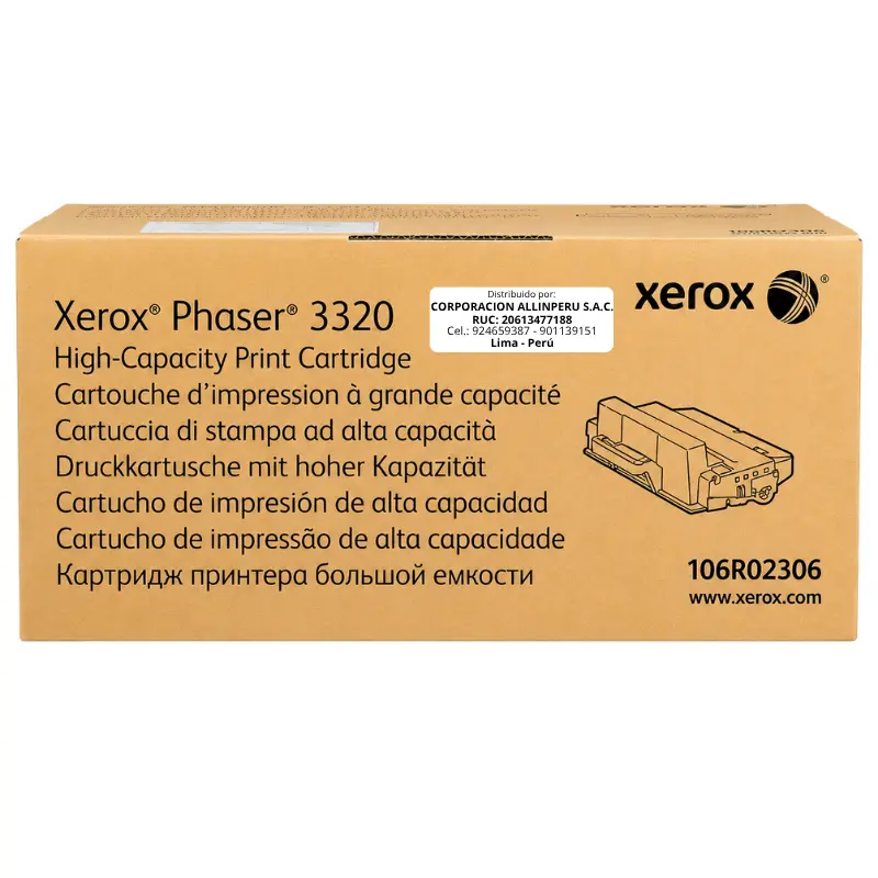 Tóner Xerox 106R02306 negro alta capacidad para Phaser 3320