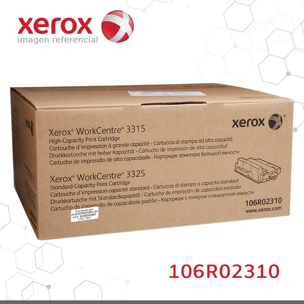 Toner Xerox 106R02310 Negro 5K Workcentre 3325, 3315 Alta Capacidad