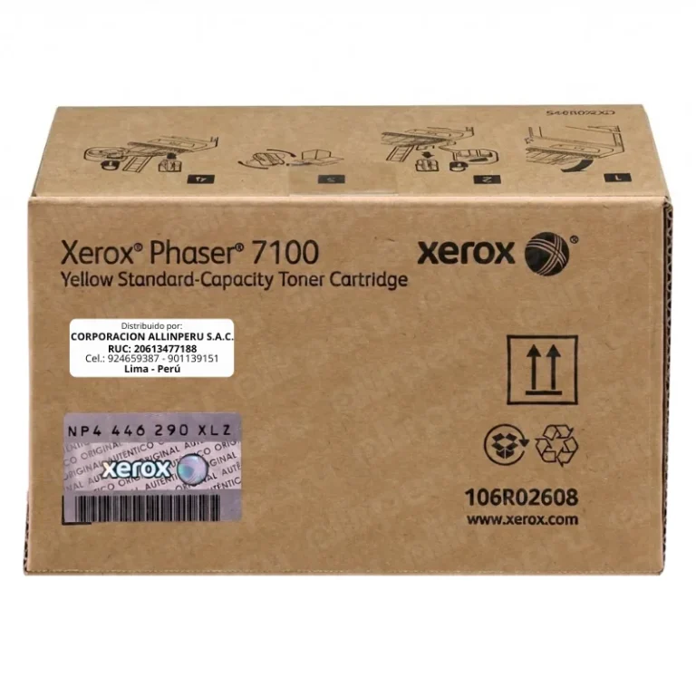 Foto de toner Xerox 106R02608 Yellow original para impresora Phaser 7100 vista frontal