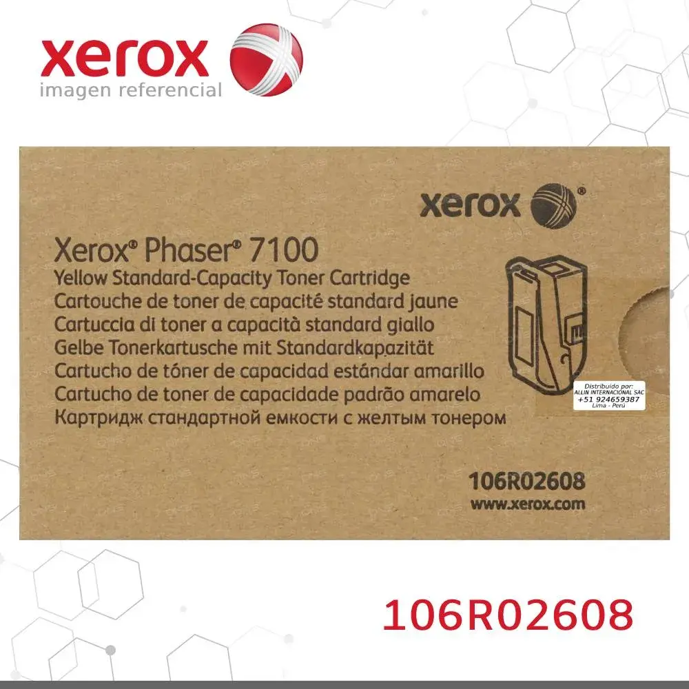 Toner-Xerox-106R02608-para-Phaser-7100.webp Toner Xerox 106R02608 Amarillo 4.5K Phaser 7100 Capacidad Estándar - Imagen 1