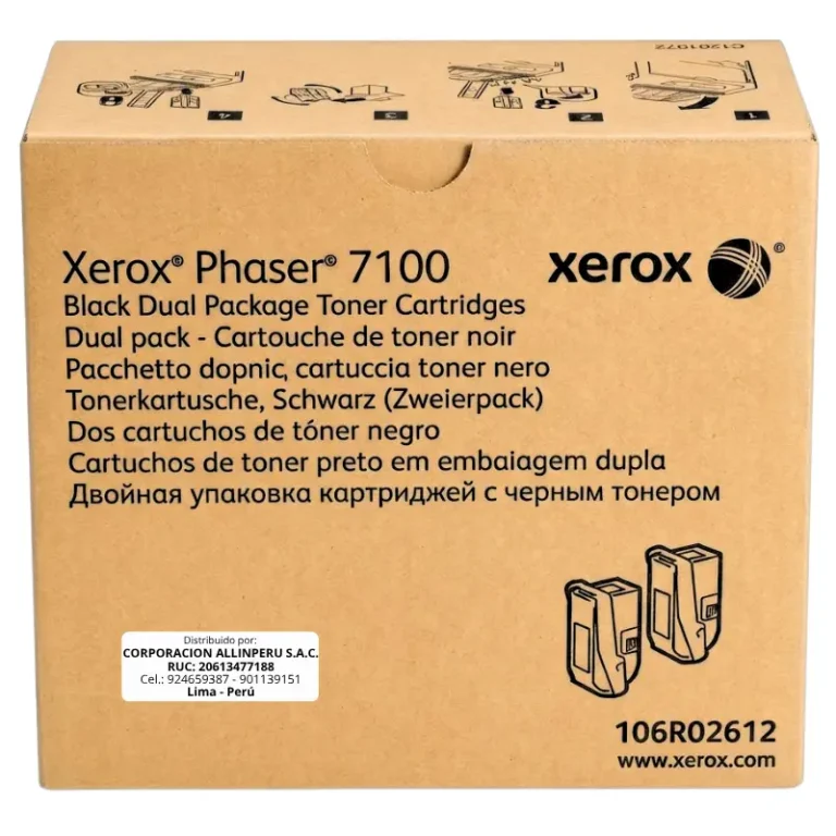 Foto de tóner Xerox 106R02612 negro dual pack original para Phaser 7100
