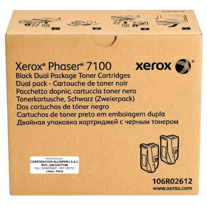 Foto de tóner Xerox 106R02612 negro dual pack original para Phaser 7100