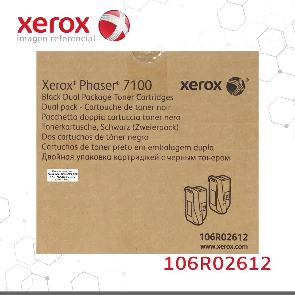 Toner Xerox 106R02612 Negro 100K Dual Pack Phaser 7100 Alta capacidad