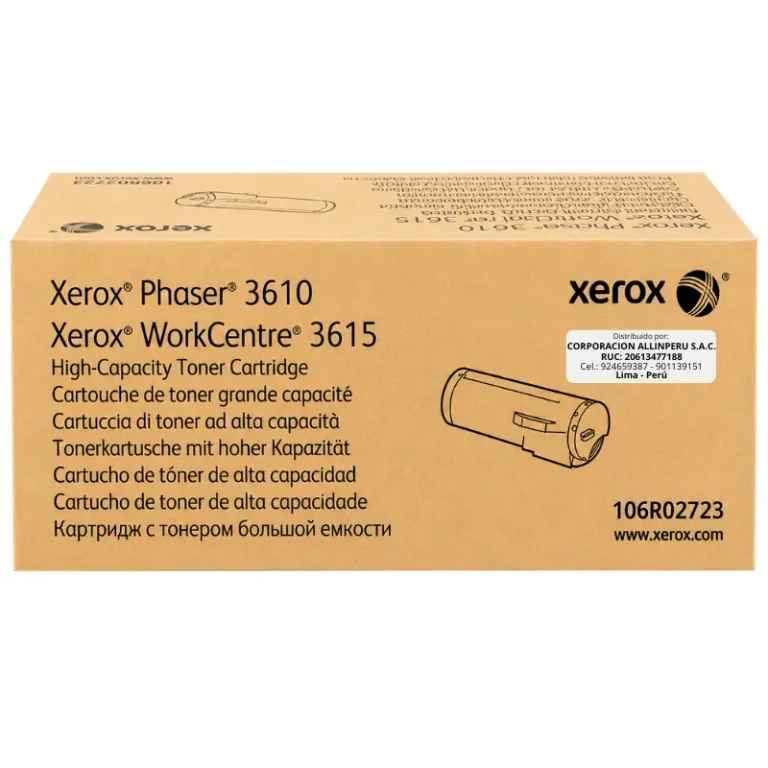 Foto de tóner Xerox WorkCentre 3615 106R02723 negro frontal