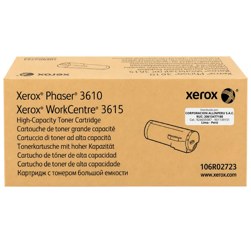 Foto de tóner Xerox WorkCentre 3615 106R02723 negro frontal