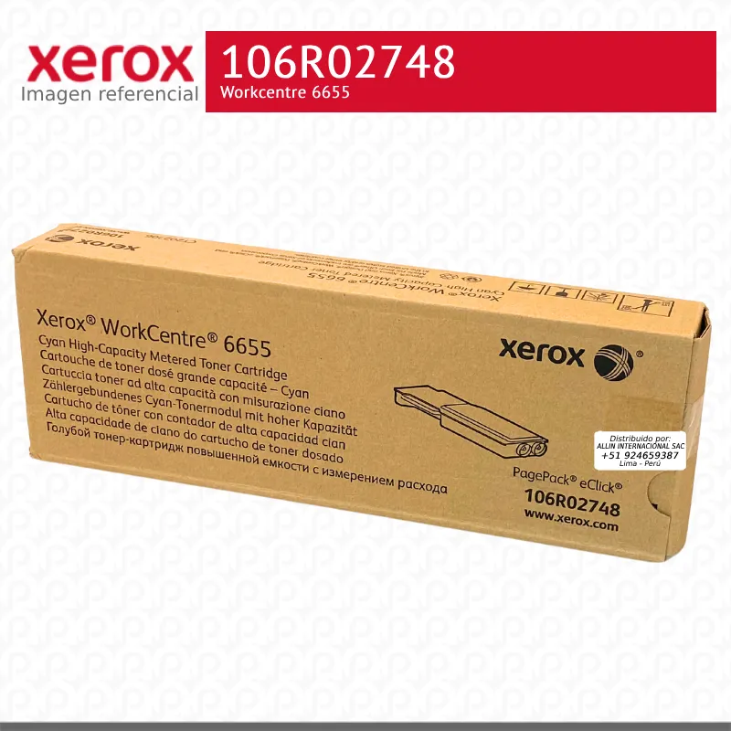 Toner Xerox 106R02748 Cian 11.5K Workcentre 6655 Metered Extra alta capacidad