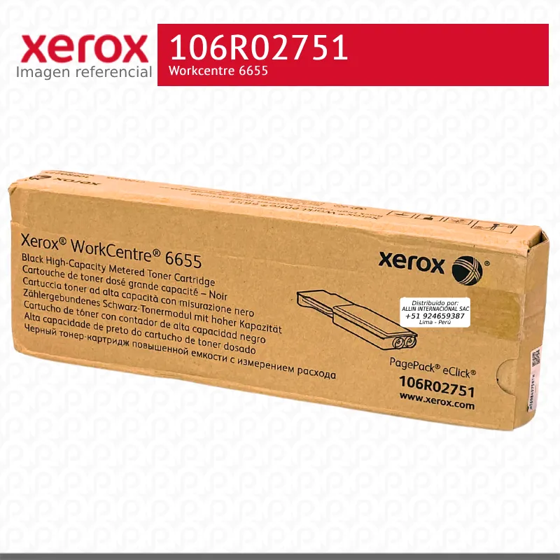Toner Xerox 106R02751 Negro 11.5K Workcentre 6655 Metered Extra alta capacidad
