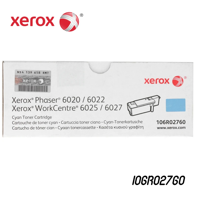 Toner Xerox 106R02760 Cian 1K Phaser 6020, 6022, Workcentre 6025, 6027 Capacidad Estándar