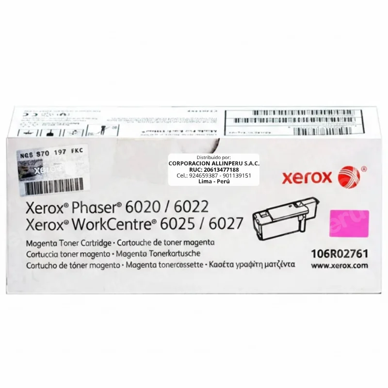 Foto de toner Xerox 106R02761 Magenta original vista frontal caja sellada