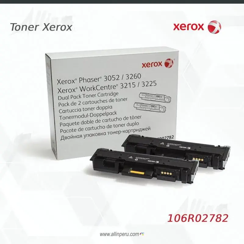 Toner Xerox 106R02782 Negro 6K Phaser 3052, 3260, WorkCentre 3215, 3225 2 unidades en caja