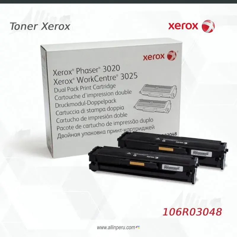 Toner Xerox 106R03048 Negro 3K Phaser 3020, WorkCentre 3025 2 unidades en caja