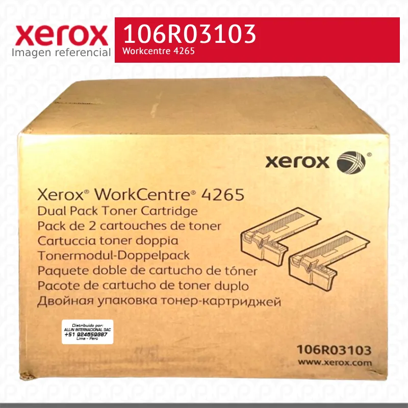 Toner Xerox 106R03103 Negro 50K Workcentre 4265 2 unidades x caja