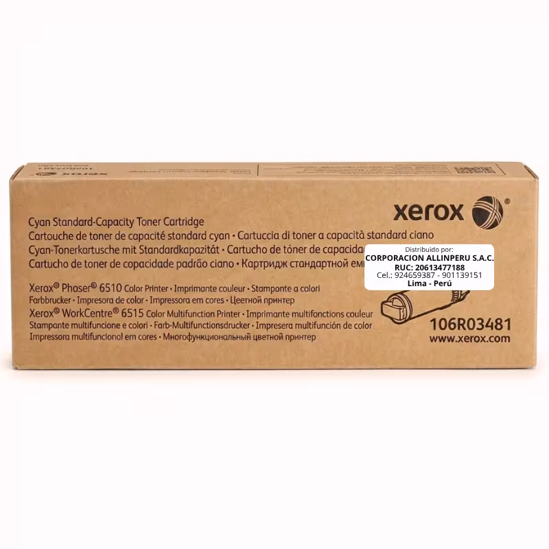 Tóner Xerox 106R03481 Cyan original sellado vista frontal