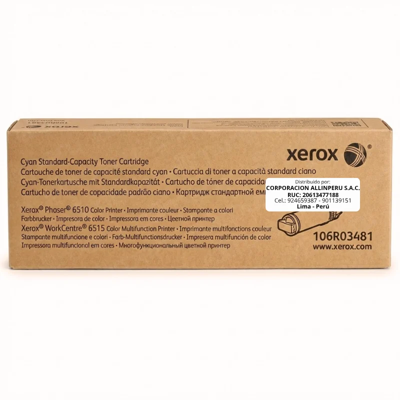 Tóner Xerox 106R03481 Cyan original sellado vista frontal