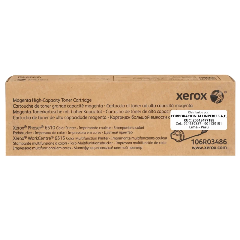 Toner Xerox 106R03486 Magenta Phaser 6510, Workcentre 6515 Alta capacidad