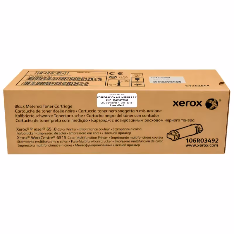 Foto de tóner Xerox 106R03492 Negro vista frontal del cartucho