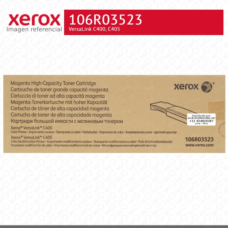 Toner Xerox 106R03523 Magenta 4.8K VersaLink C400, C405 Alta capacidad