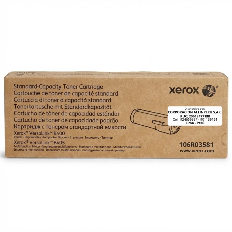 Tóner Xerox 106R03581 negro original para VersaLink B400 B405 vista frontal
