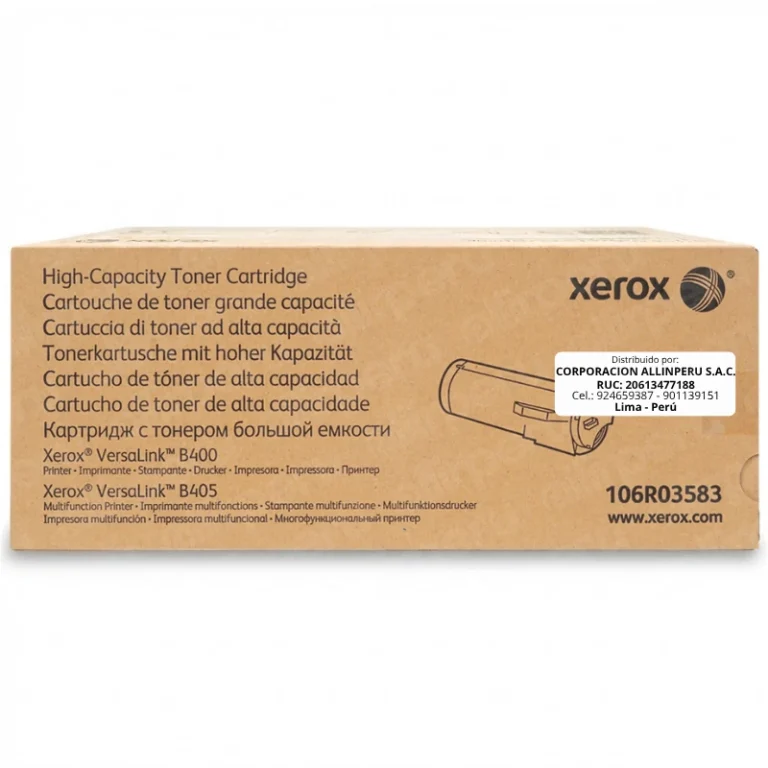 Tóner original Xerox 106R03583 negro para VersaLink B400 y B405 — vista frontal