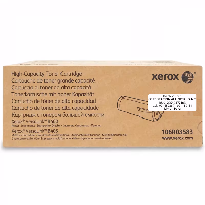 Tóner original Xerox 106R03583 negro para VersaLink B400 y B405 — vista frontal