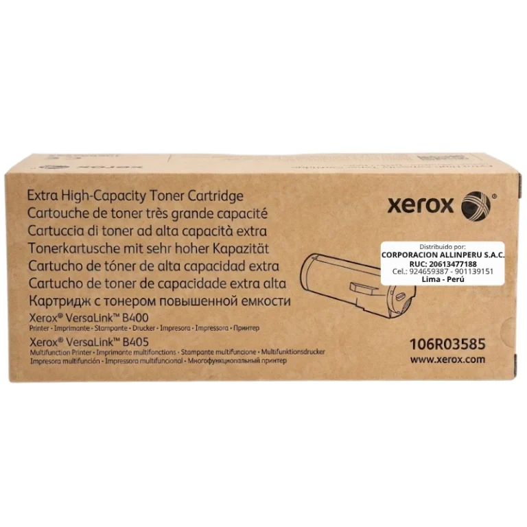 Tóner Xerox 106R03585 negro original para VersaLink B400 B405 vista frontal